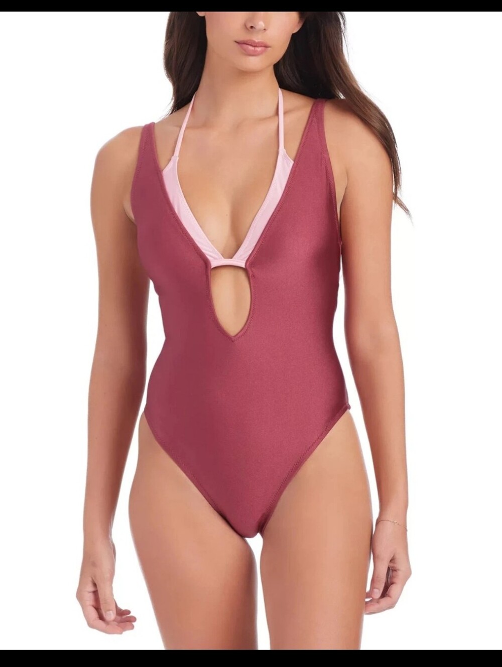 SanctuaryWomen's Layered Plunging One-Piece Swimsuit